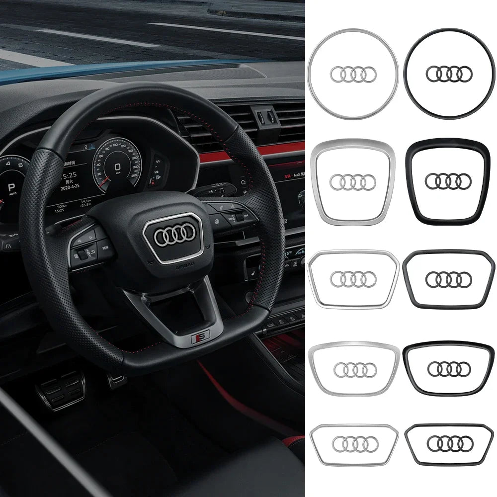 Car Styling Steering Wheel Center Logo Covers Trim Accessorie Fit  AUDI A6L Q7 Q3 Q5 A7 A5 A3 A4L A8L A8 Q5L Q8 A7 Q6 E-TRON SQ5