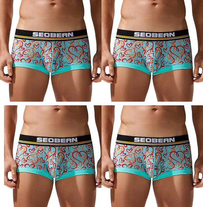 Tauwell 4-Pack Men's Summer Ice-Cool Comfortable Boxer Briefs Underwear Soft Breathable Casual Briefs for Men