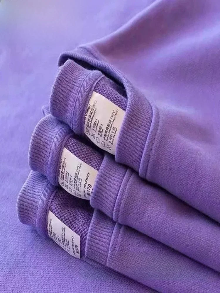 Unisex 100% Cotton Hoodie Long Sleeve round Neck Loose Fit  Color Base Layer Spring Autumn Winter New Arrival