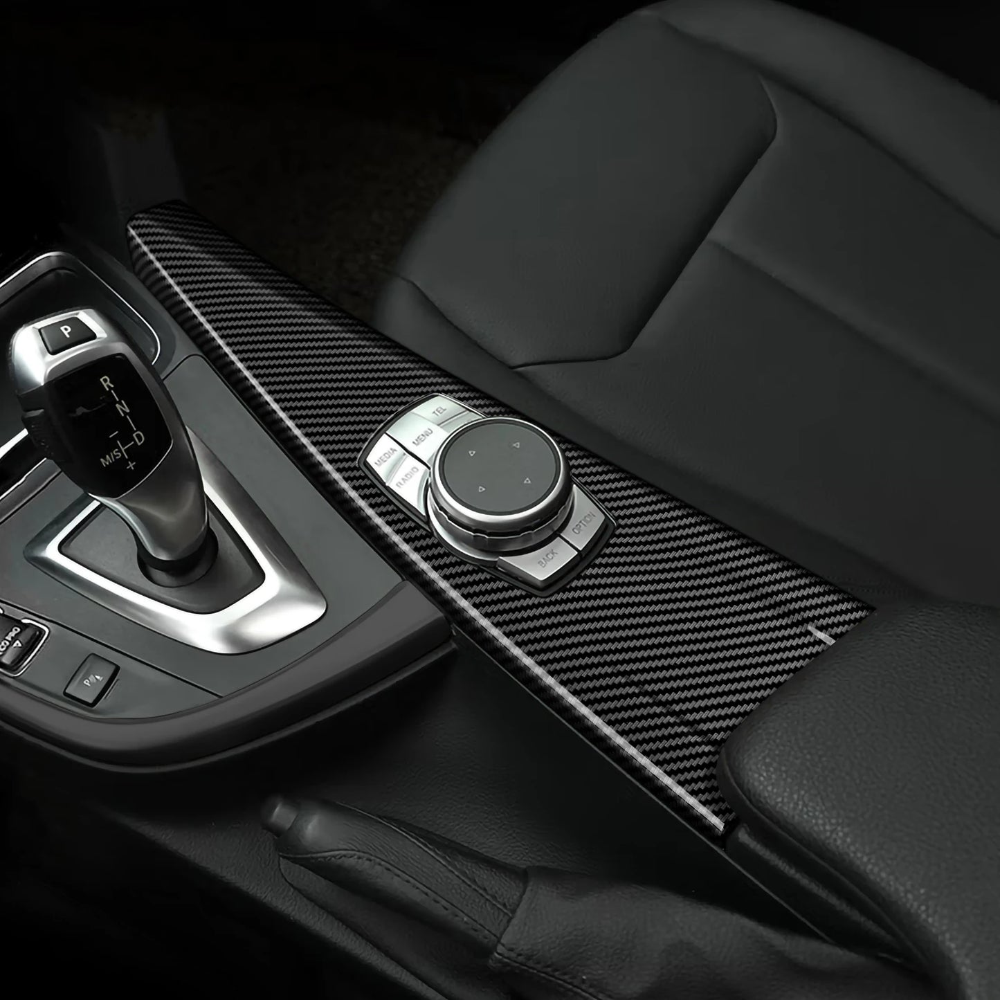 Car Center Console Dashboard Gear Shifter Panel For BMW F30 F31 F34 3GT F32 F33 F36 Trim Accessories, Carbon Fiber ABS Sticker