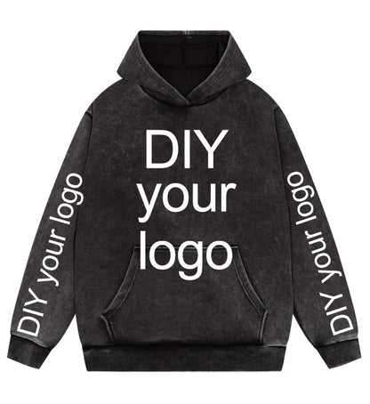 Washed Retro Hoodies 5 Colors 100%Cotton Hoody Customized Personalized Pattern Customization Pullover Team Logo Company Logo