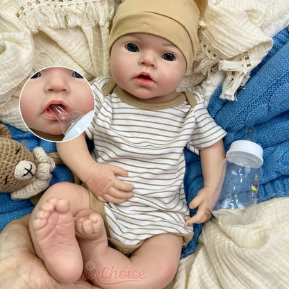 50cm Chubby Can Drink and Pee Girl/Boy Silicone Reborn Baby Realistic Full Body Fine Details Premium Doll For Collector