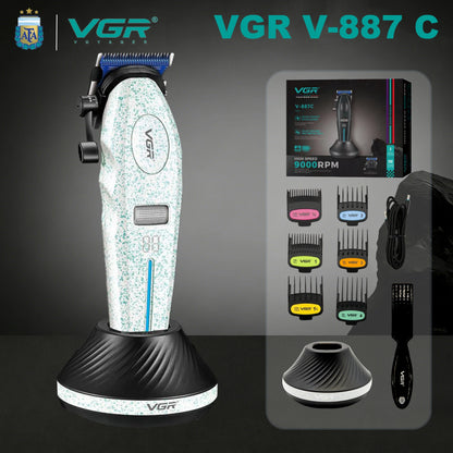 VGR Hair Clippers Professional Rechargeable Right Taper Trimmer 9000RPM Blue Ceramic Blade Hair Clippers For man V-887 V-887T