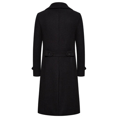 Unisex Long Wool Coat Trend Fashion Double-Breasted Elegant Windbreaker Woolen Jackets Autumn Daily Classic All-Match Slim Coat