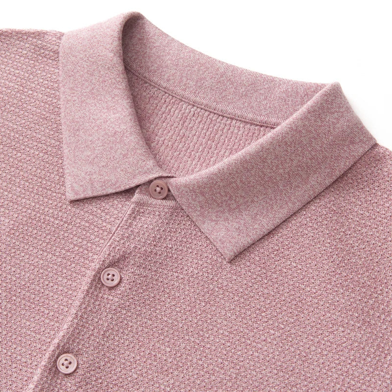 Summer new business casual short-sleeved men's POLO collar 100% Lyocell T-shirt knitted plus size youth sweater