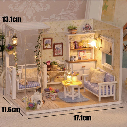 Doll Houses Kits 3D Puzzle Handmade Wooden Mini DollHouse Assembly Building With Furniture Kit Toys For Xmas Birthday Gifts