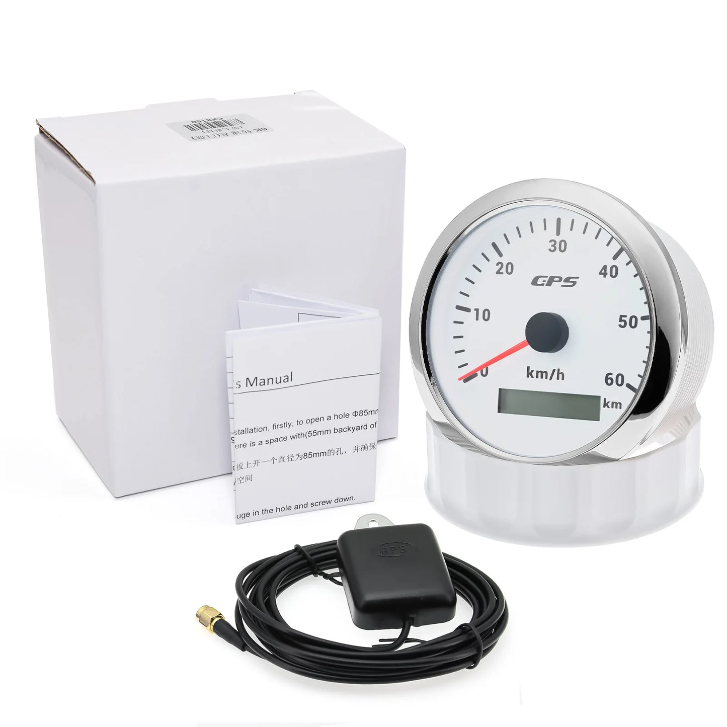7 Color LED  30/60/80/120/200KMH 85MM GPS Speedometer Gauge with GPS Antenna For Motorcycle Boat Car Truck Speed Gauge 9-32V