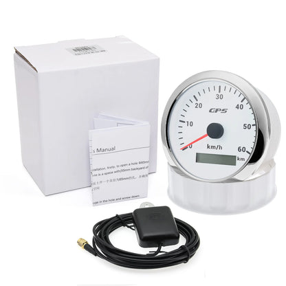 7 Color LED  30/60/80/120/200KMH 85MM GPS Speedometer Gauge with GPS Antenna For Motorcycle Boat Car Truck Speed Gauge 9-32V