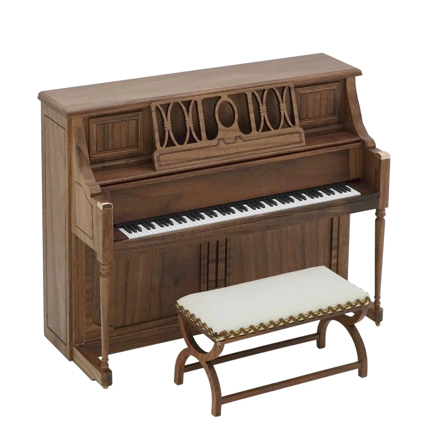 1/6 Doll House Model Furniture Accessories Solid Wood Upright Piano and Bench Set Bjd Ob11 Blyth Soldier Lol Miniatures Decor