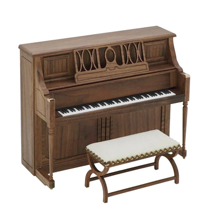 1/6 Doll House Model Furniture Accessories Solid Wood Upright Piano and Bench Set Bjd Ob11 Blyth Soldier Lol Miniatures Decor