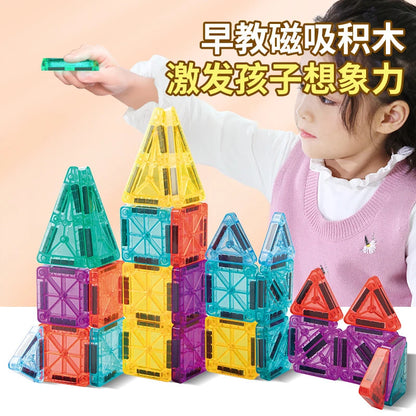Mini Magnetic Tiles Portable Metal Box Kids STEM 3D Magnet Building Blocks Travel Educational Birthday Christmas Holiday Gift