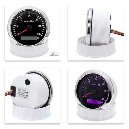 85MM Tachometer with LCD Hour Meter For Marine Boat Car RPM Gauge 8000rpm 6000rpm RPM Meter Tach Gauge 7 Colors LED Backlight