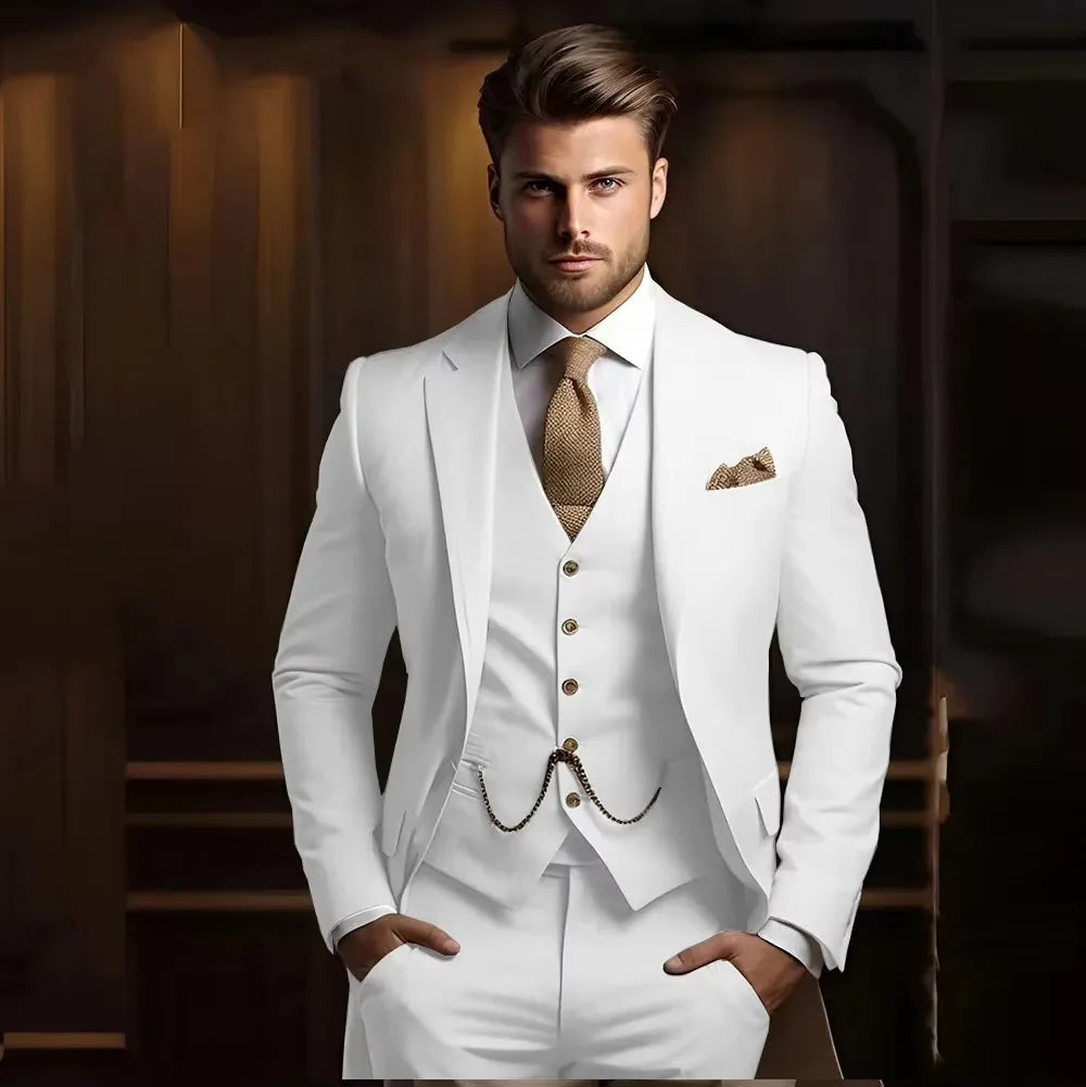 High Quality Black Men's wedding Suits Smart Cusual 3 Piece Custom Slim Fit Male Blazer Wedding Groom Tuxedos Costume Homme