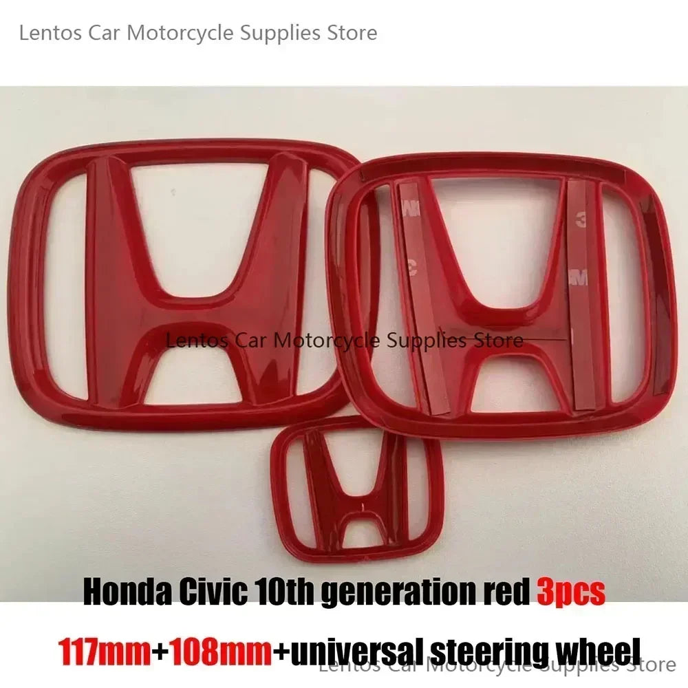 Black Red Front Rear Cover Steering Wheel Emblem Modification Sticker for Honda 10th Accord Civic Exterior Tuning Parts