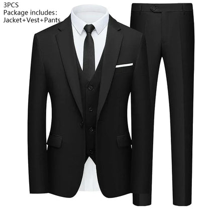 Elegant Men Suit For Wedding 3 Pieces 2 Sets Jackets Vest Pants Blazers Full Fashion Slim Fit Coats 2025 Formal Classic Costume