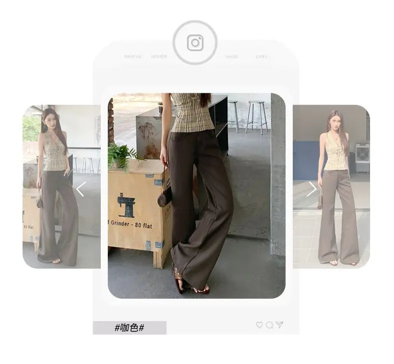Spring 2026 Anti-wrinkle Flared Black Slimming Casual Pants New Thin Low-waisted Loose Flared Pants