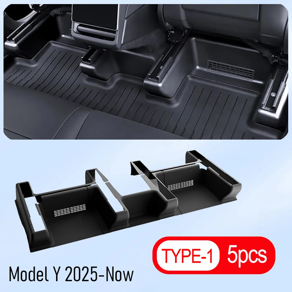 USVOTOV Underseat Protector Seat Slide Rail Pad Cover for Tesla Model Y Juniper 2025 2026 Travel Accessories Anti-Kick Case Trim