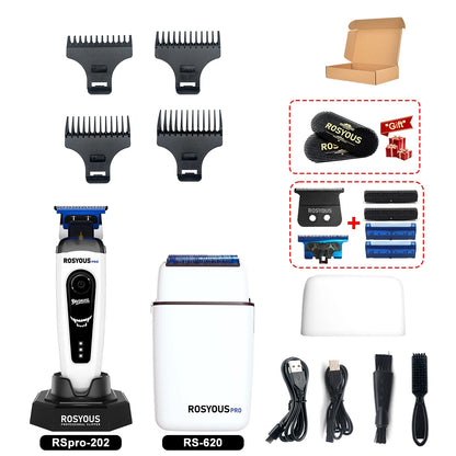 ROSYOUS RSpro-202 Hair Trimmer for Men DLC T-Blade 8000RPM Brushless Motor with Base Charger Professional Hair Cutting Machine