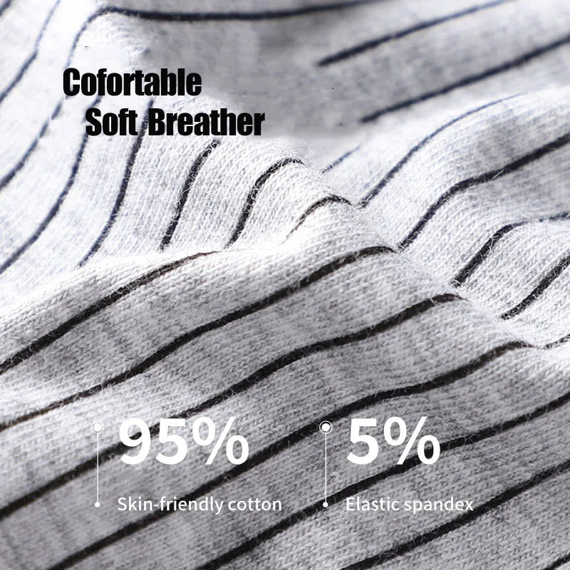 MiiOW 3/4Pcs Striped Panties Boxershorts Men Underwear Organic Cotton Boxer Shorts Antibacterial Seamless Underpants PLUS 5XL
