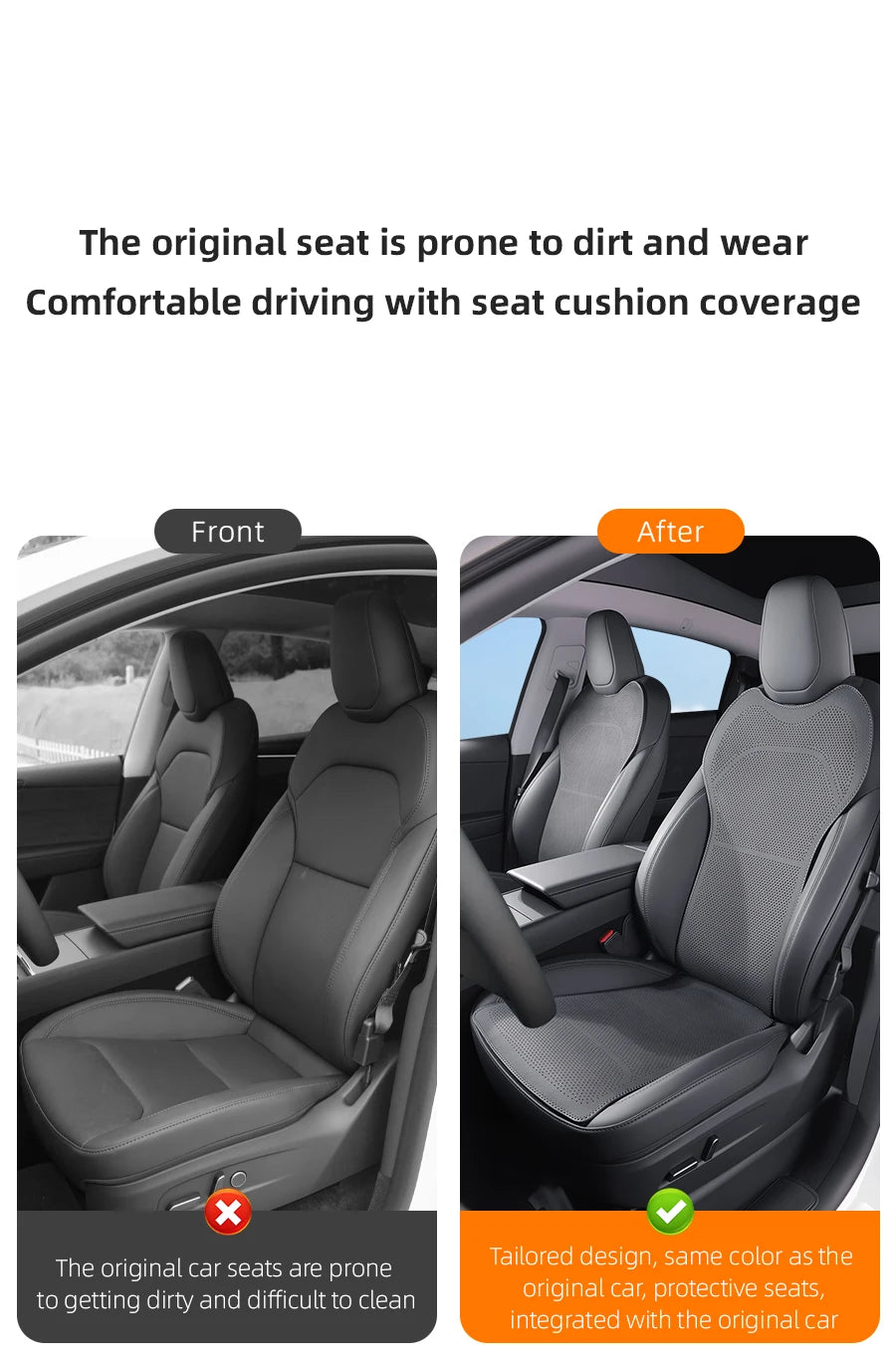 For Tesla Model Y Juniper/Model 3 Highland front and rear seat cushions,Seat cover,Car seat,protection pad Interior accessories