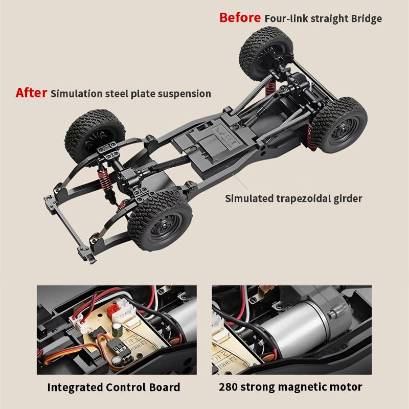 MN82S LC79 2.4G 1/12 Full Scale RC Pickup Short Truck 4WD Remote Control Climbing Off-road Car Toy for Boys Girls Christmas Gift