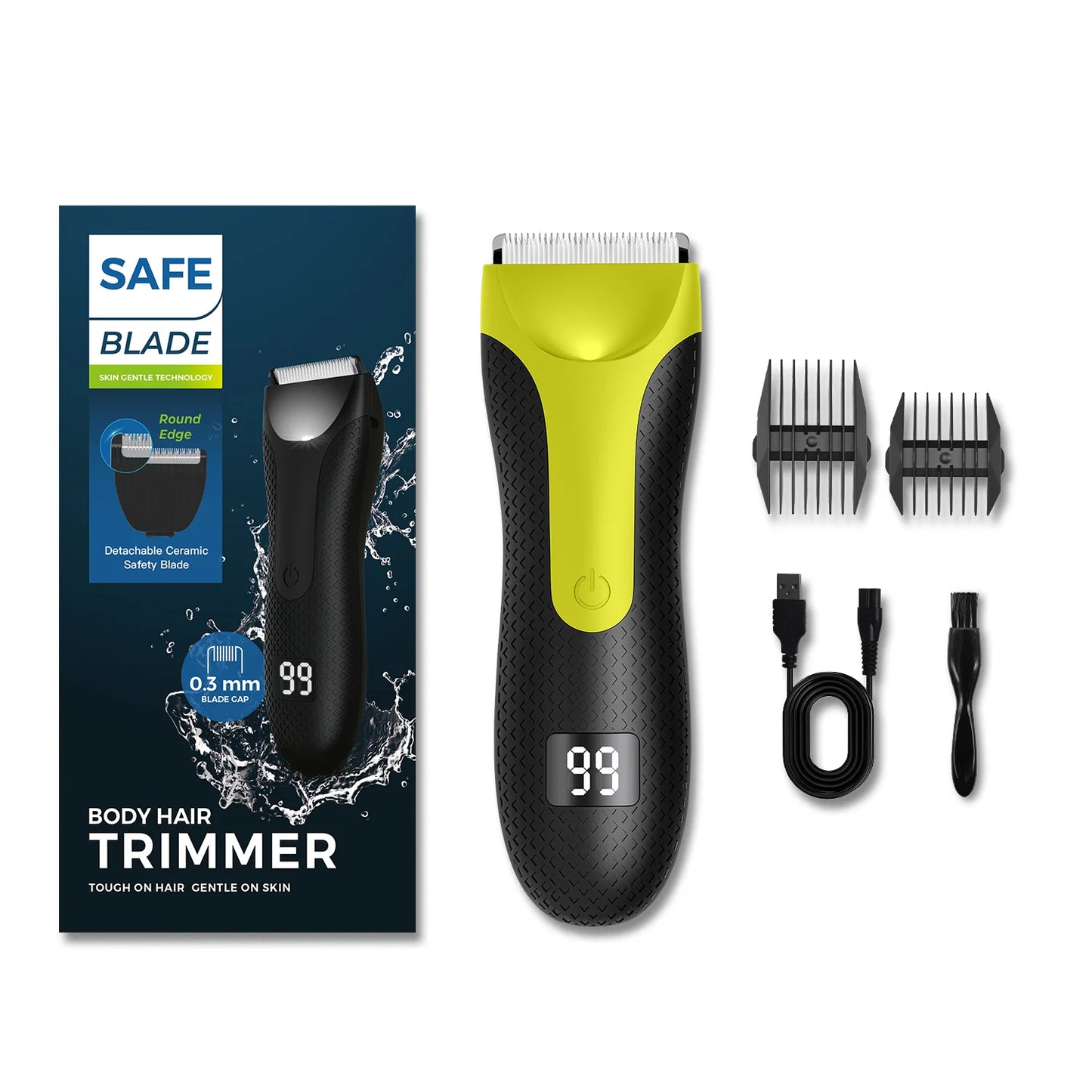 Men's Electric Groin & Body Hair Trimmer IPX6 Waterproof Shaver Body Grooming Clipper Bikini Epilator USB Rechargeable