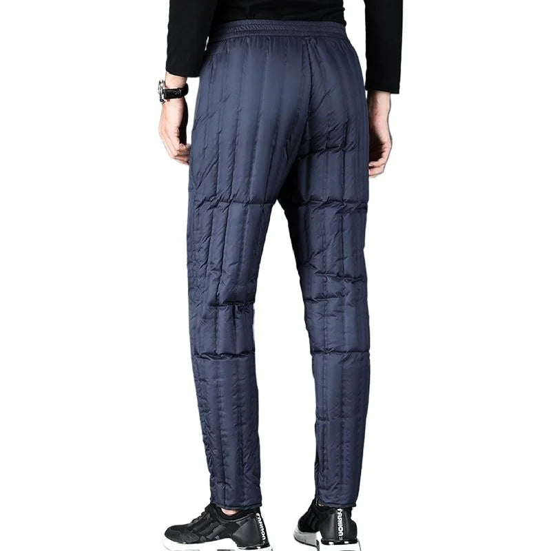 Men's Down Pants Lightweight Warm Inner Lining Deep Crotch High Waist Fitting White Duck Down Middle-aged Elderly Down Pants