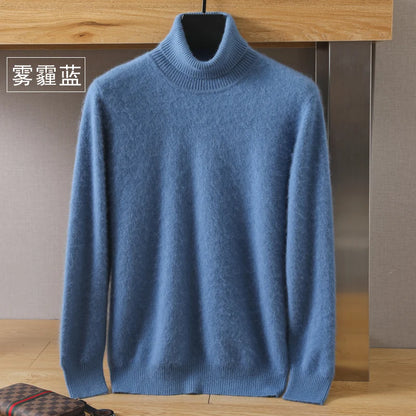 Men's Turtleneck 100% Mink Cashmere Sweater Men 2025 Autumn and Winter Large Size Loose Knitted Sweater Keep Warm Top Men Jumper