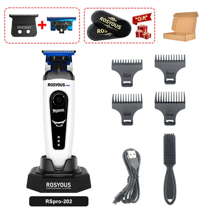 ROSYOUS RSpro-202 Hair Trimmer for Men DLC T-Blade 8000RPM Brushless Motor with Base Charger Professional Hair Cutting Machine
