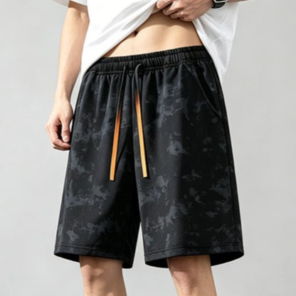 Black Camouflage Printed Sports Shorts Men Summer Outdoor Ice Silk Running Breathable Beach Shorts Elastic Waistband Short Pants