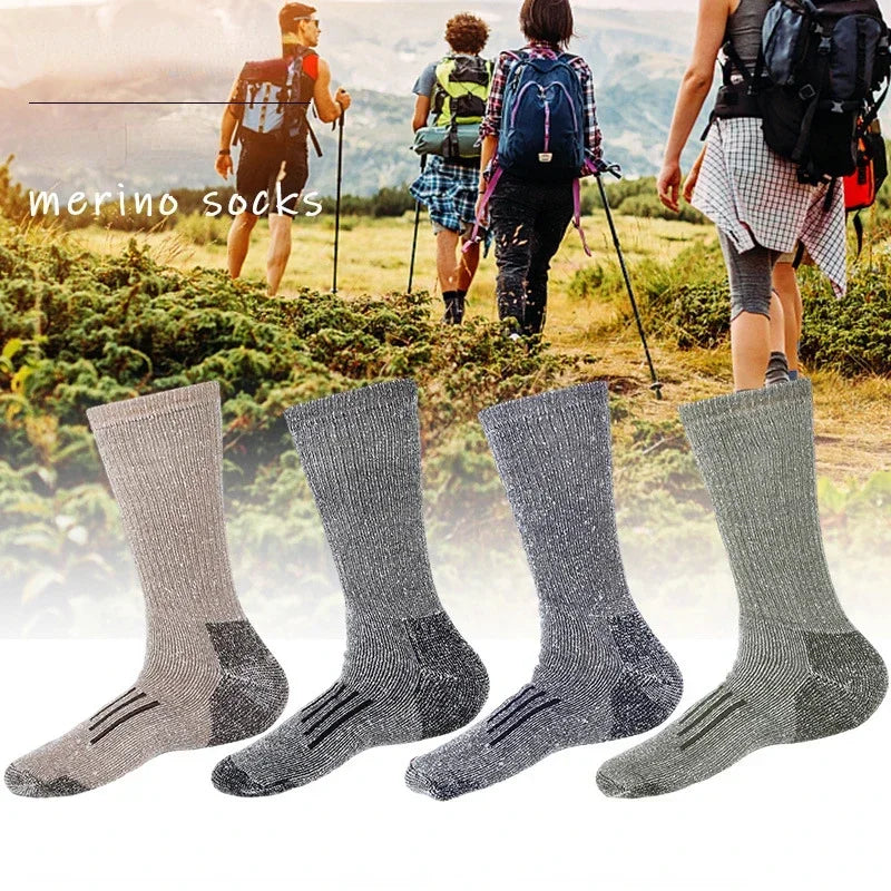 Hiking Socks Merino Wool for Men 80% Merino Wool Ski Socks Winter Thick Thermal Crew Socks Men Walk Warm Anti-Odor
