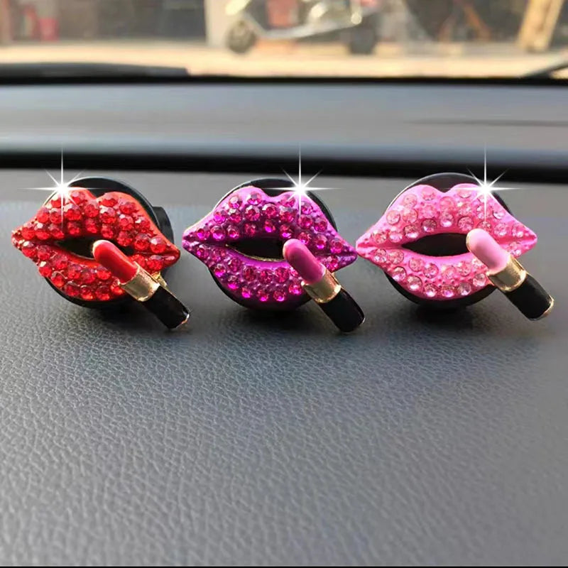 Car Perfume Clip Creative Diamond  Female Lipstick Heart Fragrance Car Air Outlet Freshener Vent Clip Air Freshener