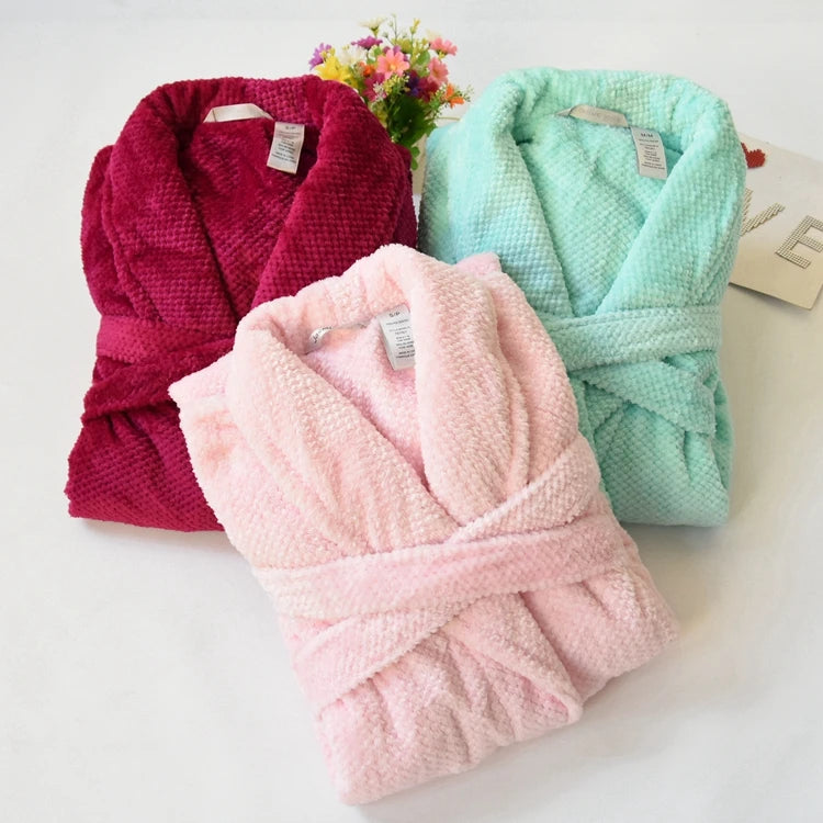 Extended Length Coral Fleece Robe for Men And Women Couple Bathrobe Pyjamas Home Clothes Sleepwear Winter Season Home Fashion