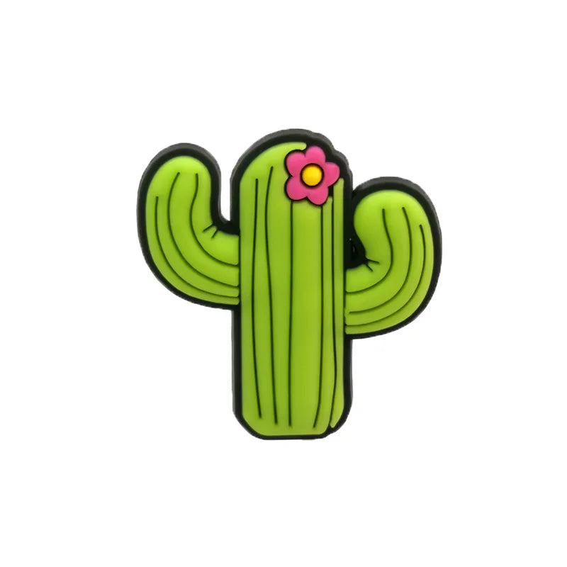 1/25PCS Retro & Fun Theme Shoe Charms Set DIY Decorative Pins Avocado Cat Cactus Clogs Accessories Fashion Women Men Shoe Buckle