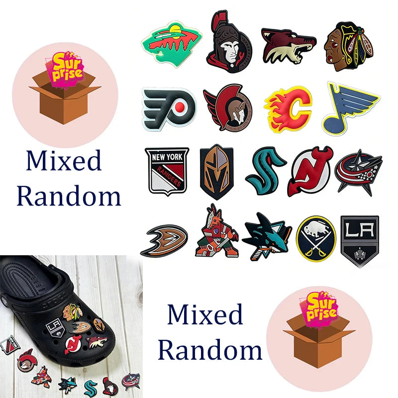 18Pcs/Set Wayne Gretzky Ice Hockey Cartoon Shoes Charms Christmas Decor Accessories Kids Favorite Gifts