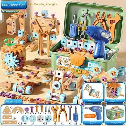 Educational DIY Nut Hand Disassembly Assembly Puzzle Simulated Screwing Toolbox for Kids Shape Insert Blocks Toy for Boys
