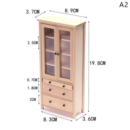 1Pcs Dollhouse Miniature furniture Bookcase Display Shelf Modern Style Wood Bookcase Doll House Toys