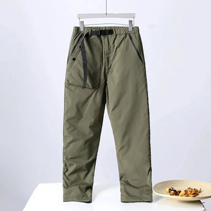 Winter Warm Oxford Cloth Outdoor Waterproof Men's Elastic Waist Cotton Casual Sports Straight Leg Pants Youth Leisure Fashion