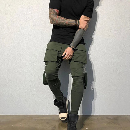 Mens Cotton Sweatpants Hip Hop Joggers Streetwear Casual Slim Sport Trousers Training Workout Fitness Big Pockets Cargo Pants