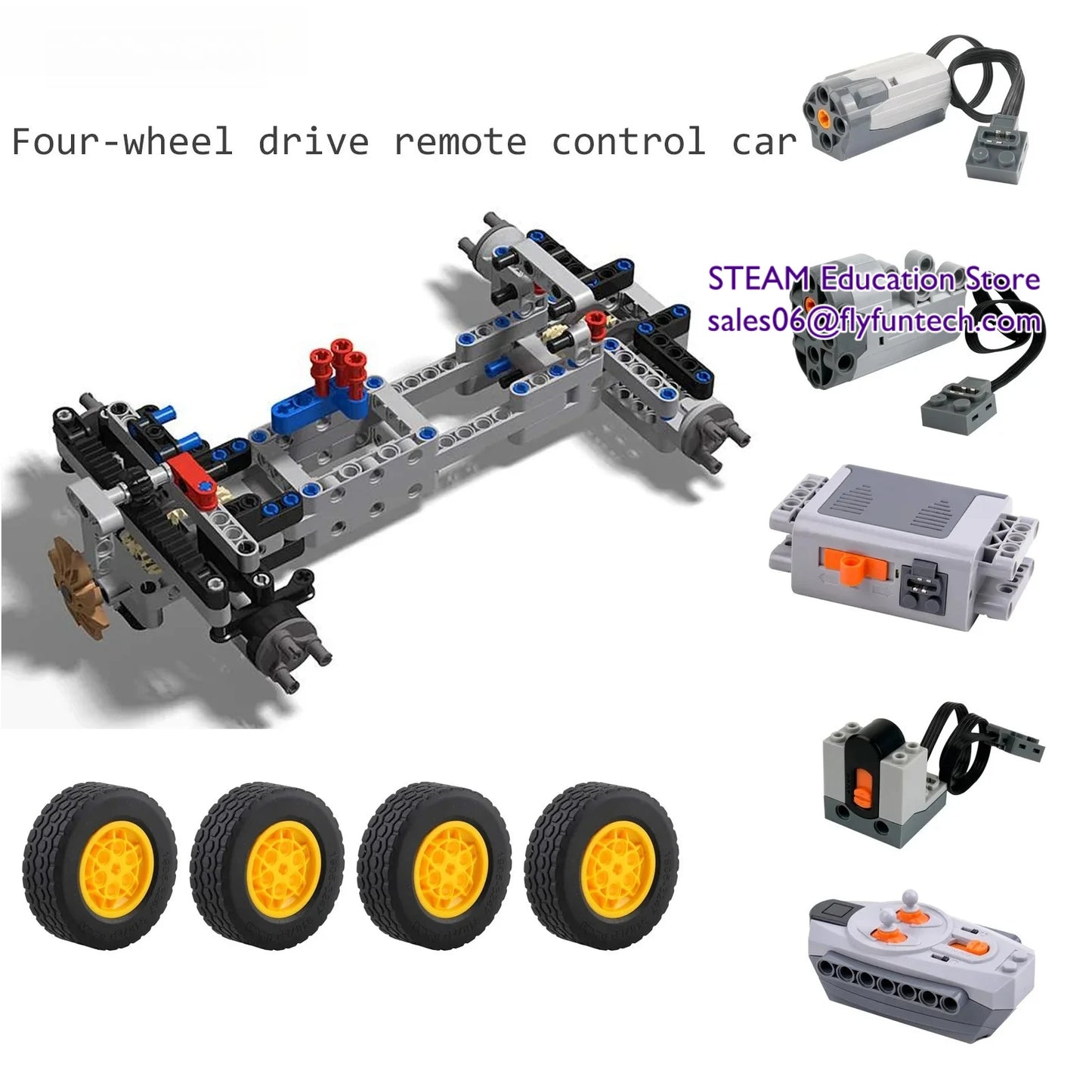 Four-wheel Drive Remote Control Car Motor Power 4WD RC Car Kit 32019 86652 Wheel Building Blocks Compatible with Legoeds RC Car