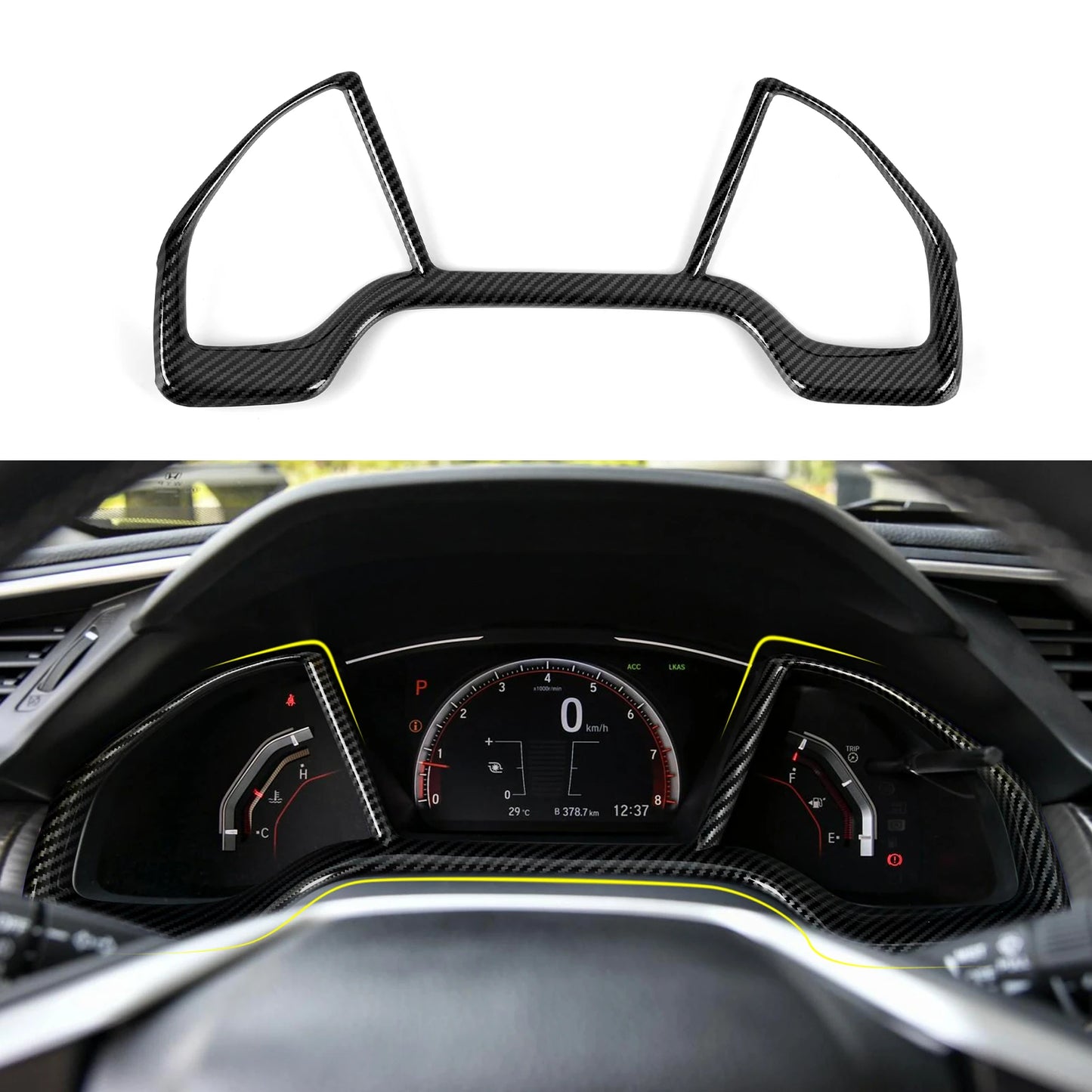 For Honda Civic 10th Gen (2016 -2021) Interior Accessories, Car Center Console Gear Shift Panel , Carbon Fiber ABS Trim Sticker