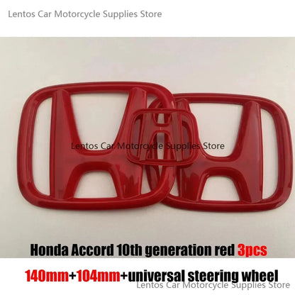 Black Red Front Rear Cover Steering Wheel Emblem Modification Sticker for Honda 10th Accord Civic Exterior Tuning Parts
