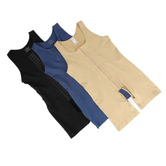 Slimbelle Mens Full Body Shaper Open Crotch Bodysuit Compression Shapewear Underwear Tummy Control Bodysuit Sleeveless Soft Vest
