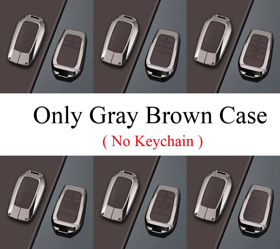 Zinc Alloy + PU Leather Car Key Case Cover For 2019-2025 Land Cruiser Highlander Camry Sienna Venza Hilux Fortuner Corolla Prius