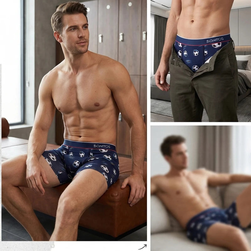 6 Pieces Solid Color Men's Panties BONITOS Letter Waistband Boxer Briefs Cotton Underwear Mens Boxers Classic Men Underpants