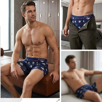 6 Pieces Solid Color Men's Panties BONITOS Letter Waistband Boxer Briefs Cotton Underwear Mens Boxers Classic Men Underpants