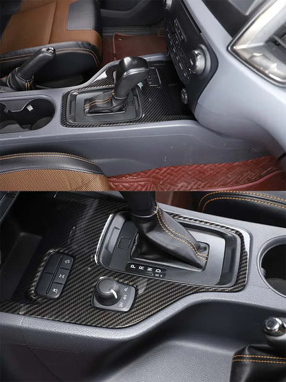 ABS Carbon Fiber For Ford Ranger Wildtrak 2015-2021 Car Center Control Shift Panel Steering Wheel Glass Lift Frame Sticker