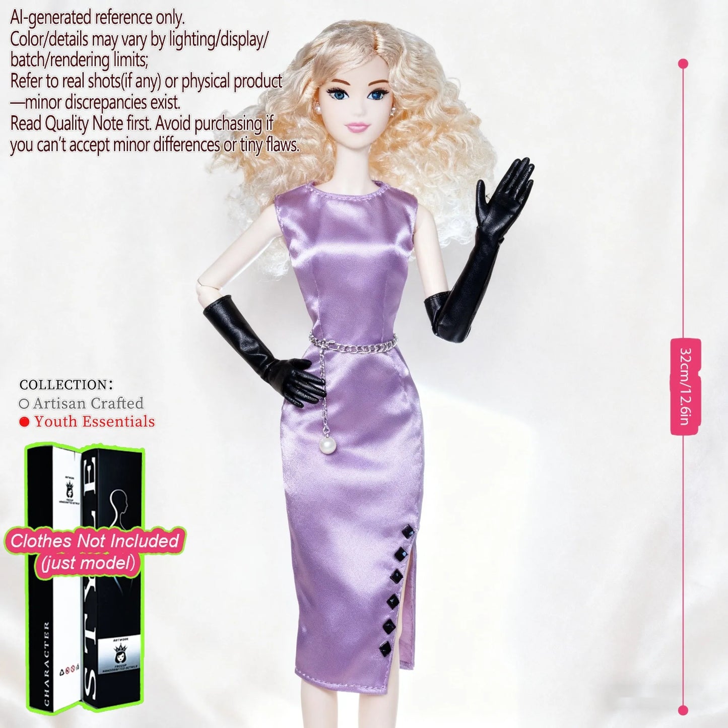12.6in 1/6 Ball-Jointed BJD/MJD - 12-Joint Posable, Realistic Skin, Collector’s Premium Gift (Figure Only)
