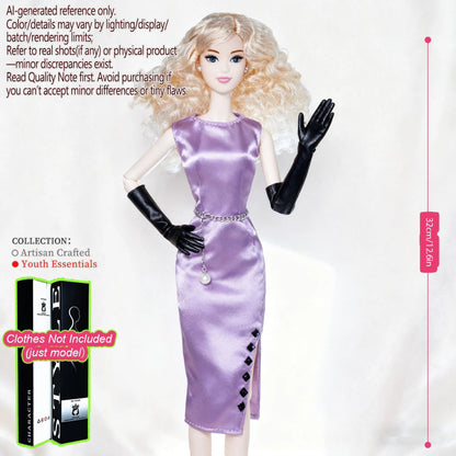 12.6in 1/6 Ball-Jointed BJD/MJD - 12-Joint Posable, Realistic Skin, Collector’s Premium Gift (Figure Only)