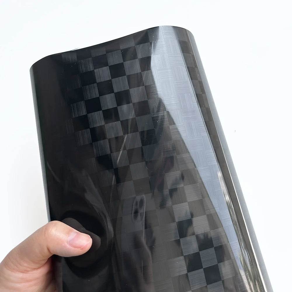 Premium Black Plaid Forged Carbon Fiber Vinyl Car Body Wrap Film For Vehicle Motorcycle Protecto Car Sticker Car Accessories